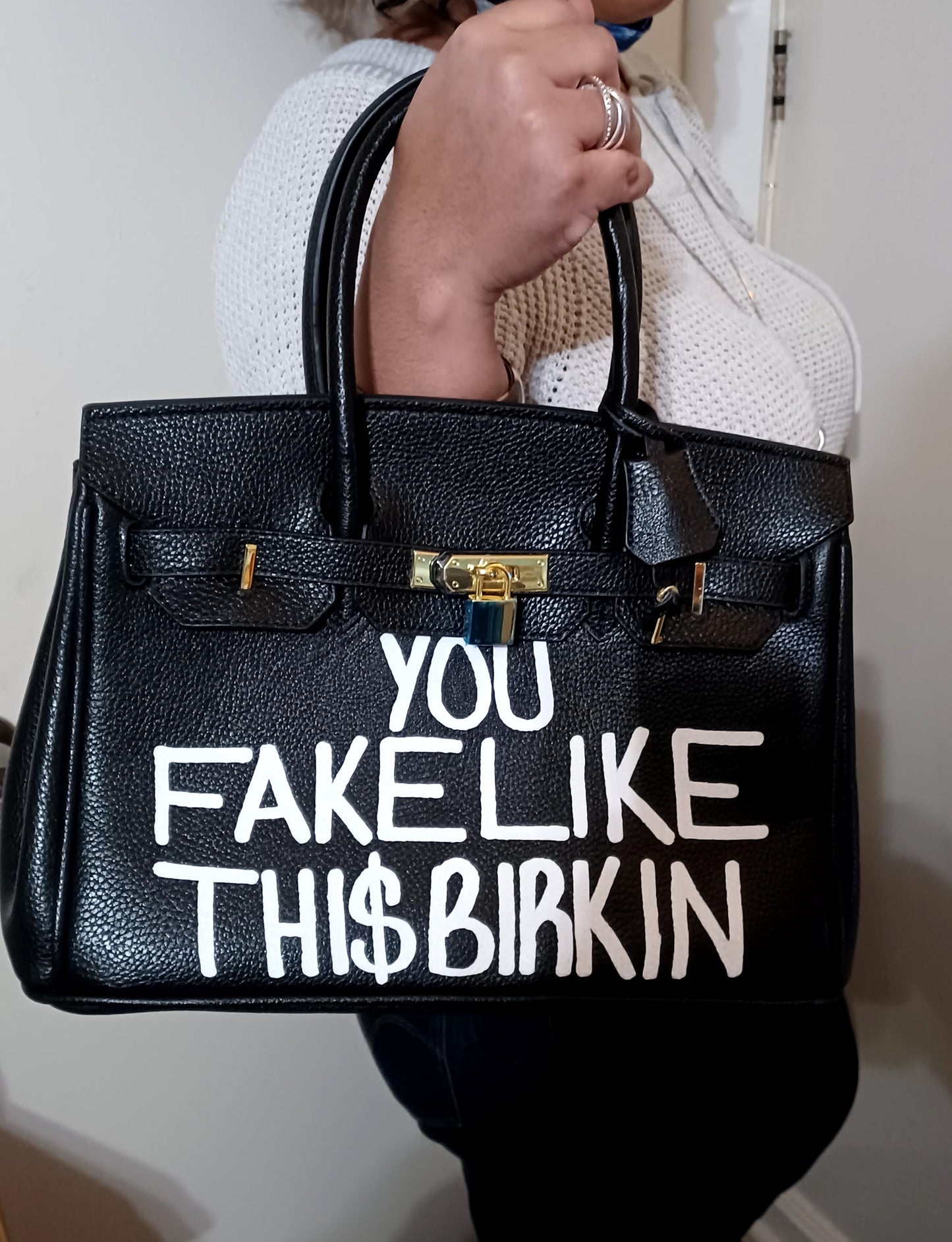 Hand Printed "You Fake Like this B Bag"