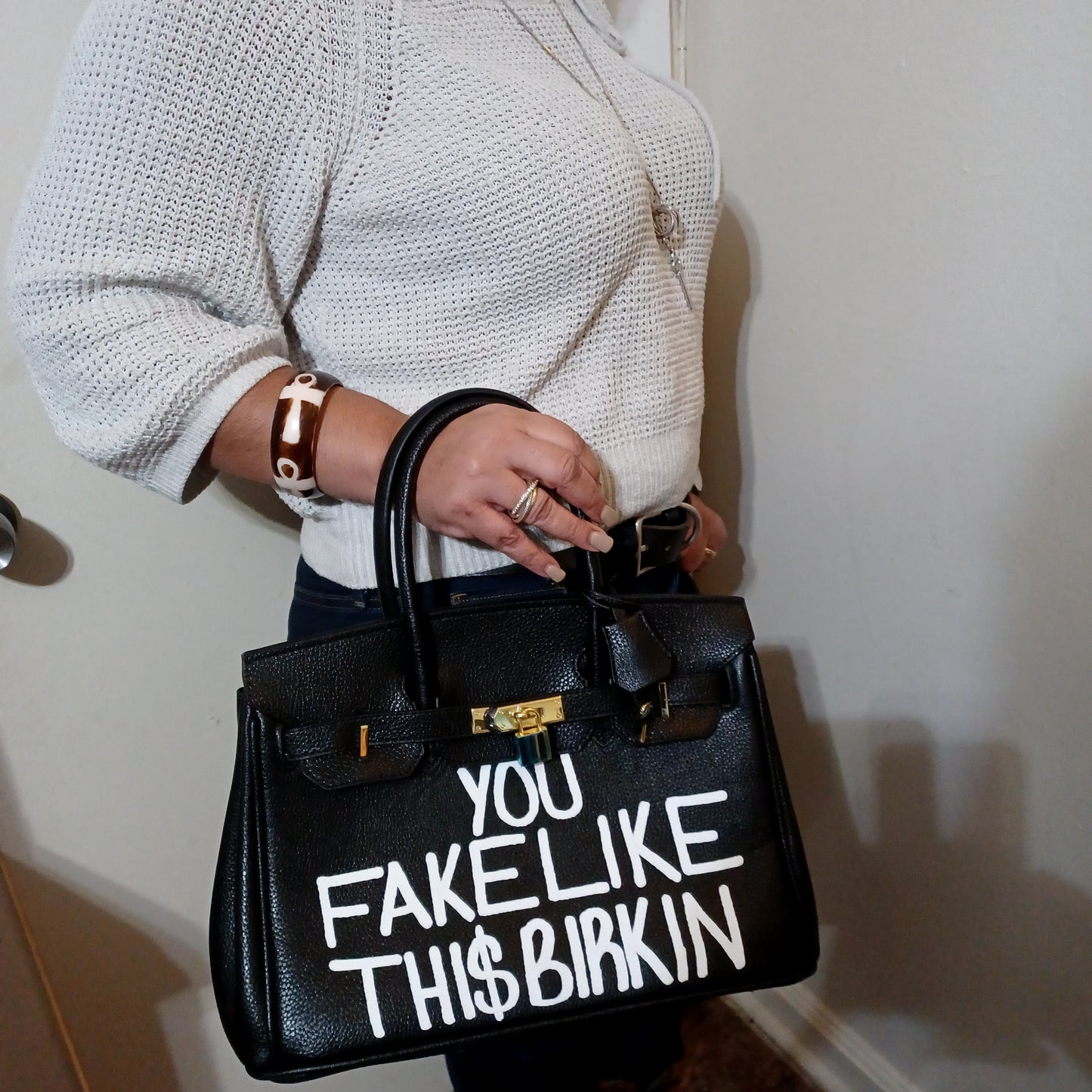 Hand Printed "You Fake Like this B Bag"